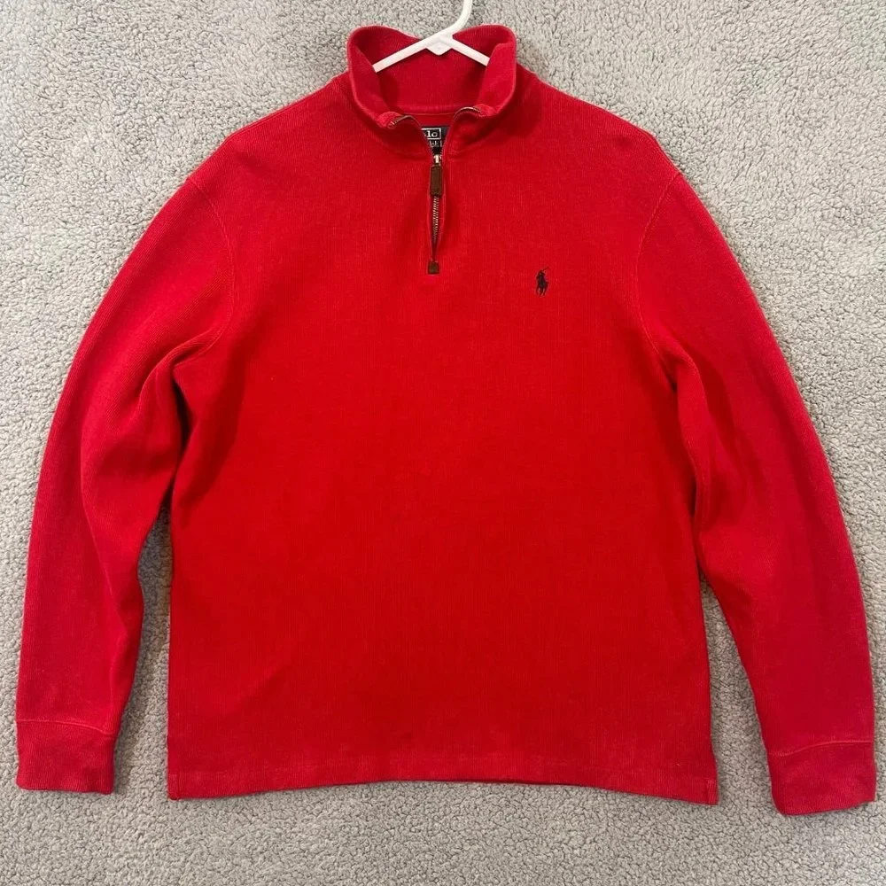 Polo Ralph Lauren Quarter 1/4 Zip Men’s Medium Red Sweater Pullover